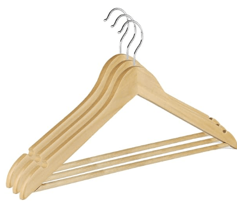 Wooden Suit Hangers/Wooden Men Clothes Hangers, Wood Clothes Hangers with Chrome Hooks, Size;(14.5 * 42 * 5 cm) Pack of 3 - Image 3